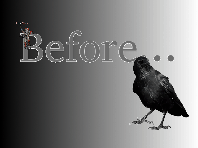 A terrific title screen with a creepy crow